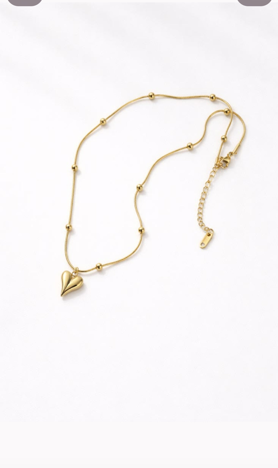 Gold Satellite Chain with Puffy Heart Pendant