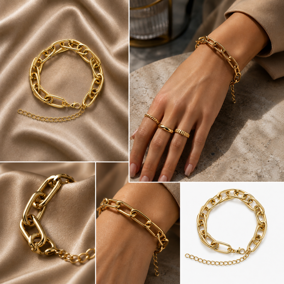 Chunky Gold Oval Link Chain Bracelet