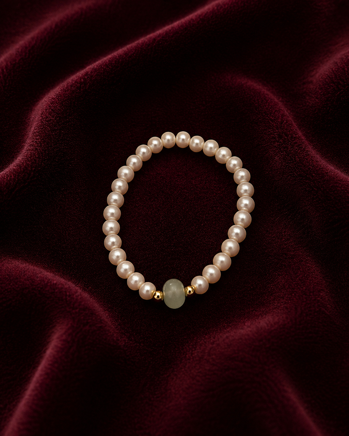Freshwater-Style Pearl Strand with Light Green Jade Bead