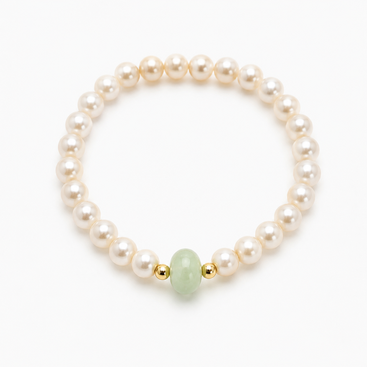 Freshwater-Style Pearl Strand with Light Green Jade Bead